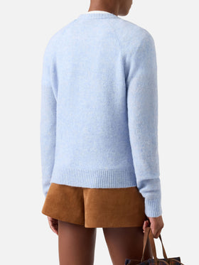 Maglia girocollo Ammy azzurra in morbido misto lana e alpaca