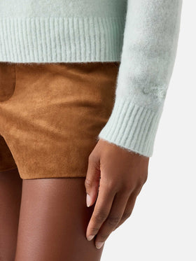 Pull ras-du-cou en maille Ammy vert menthe clair, en doux mélange de laine d’alpaga 
