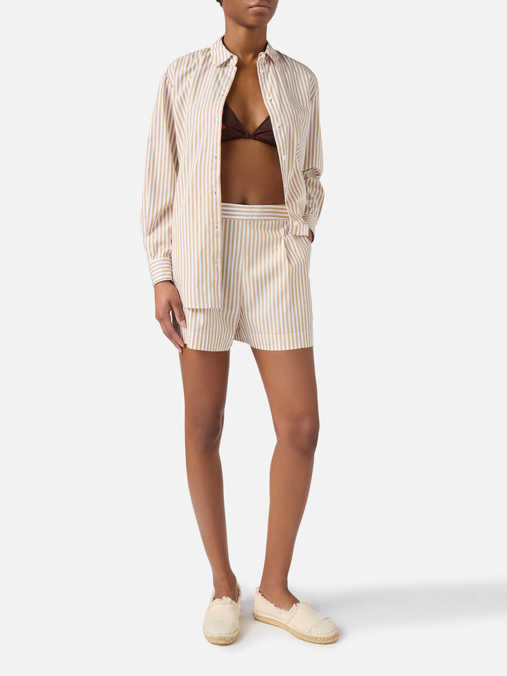 Shorts Amani in cotone a righe beige 