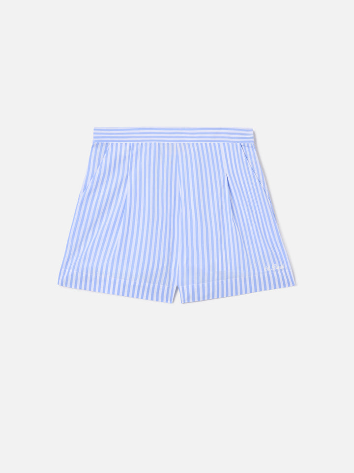 Light blue striped Amani cotton shorts
