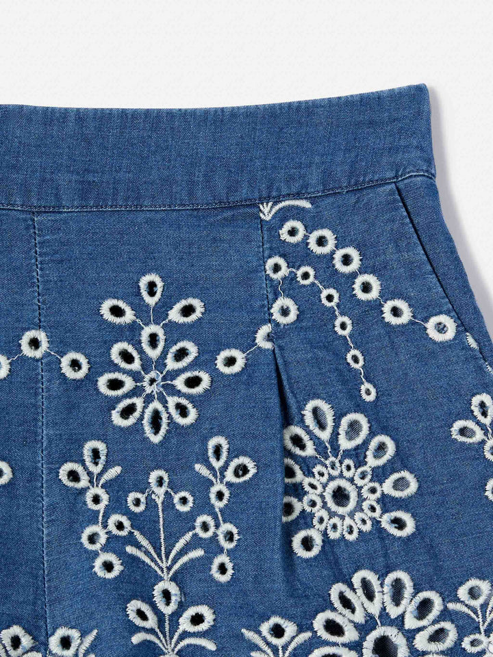 Amani Jr chambray shorts with embroidery