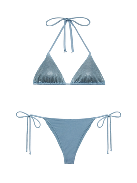 Marielle avio blue classic swim briefs with rhinestone embellishment - Annabelle riangle top swimsuit with rhinestones - MC2 Saint Barth