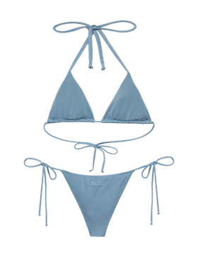 Marielle avio blue classic swim briefs with rhinestone embellishment - Annabelle riangle top swimsuit with rhinestones - MC2 Saint Barth