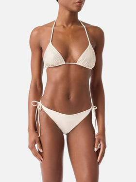Bikini Annabelle Virgo triangolo beige con strass