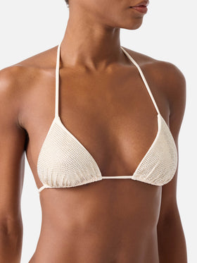 Bikini Annabelle Virgo triangolo beige con strass