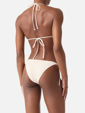 Bikini Annabelle Virgo triangolo beige con strass