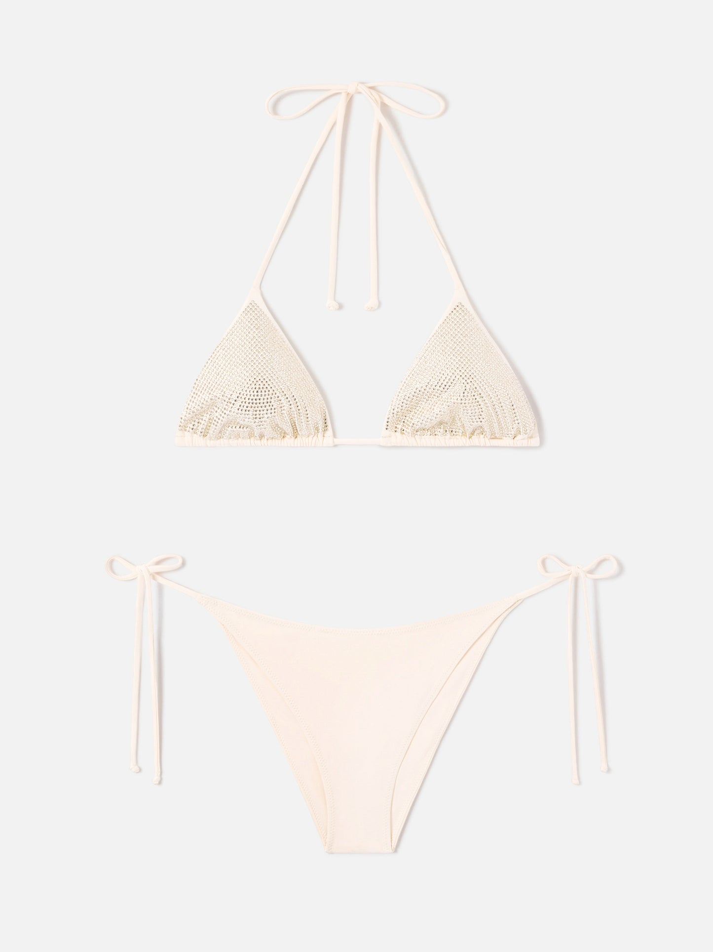 Bikini Annabelle Virgo triangolo beige con strass