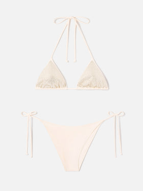 Bikini Annabelle Virgo triangolo beige con strass