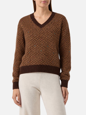 Annecy Soft-Pullover mit Rautenmuster und V-Ausschnitt 