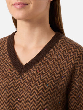 Annecy Soft-Pullover mit Rautenmuster und V-Ausschnitt 