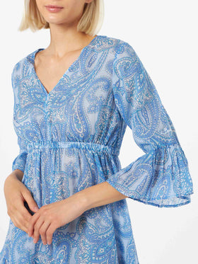 Woman linen paisly short dress April - MC2 Saint Barth