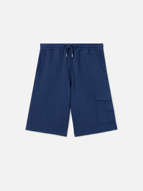 Argo navy blue fleece bermuda shorts with cargo pocket