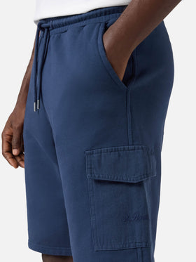 Argo navy blue fleece bermuda shorts with cargo pocket