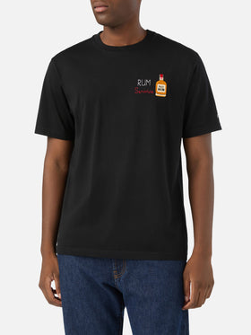 Camiseta de algodón negra Arnott con bordado Rum Service 