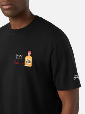 Camiseta de algodón negra Arnott con bordado Rum Service 