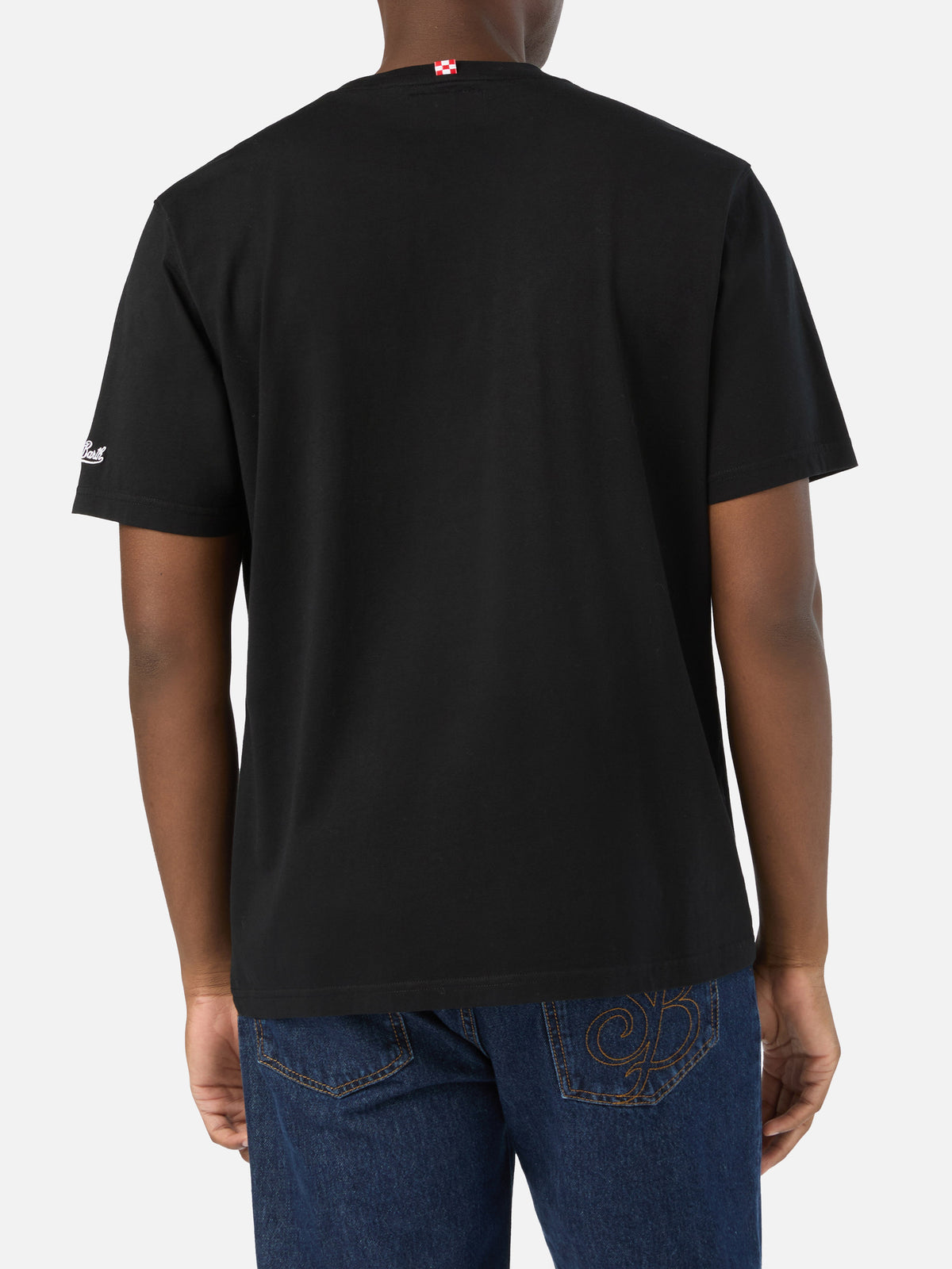 Camiseta de algodón negra Arnott con bordado Rum Service 