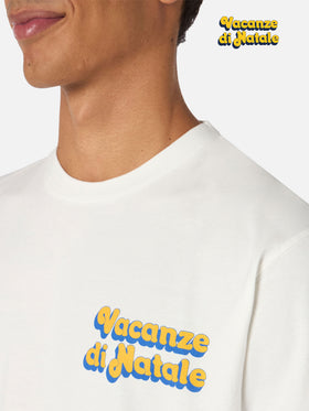 T-shirt da uomo in cotone pesante Arnott con Vacanze di Natale locandina | VACANZE DI NATALE EDIZIONE SPECIALE