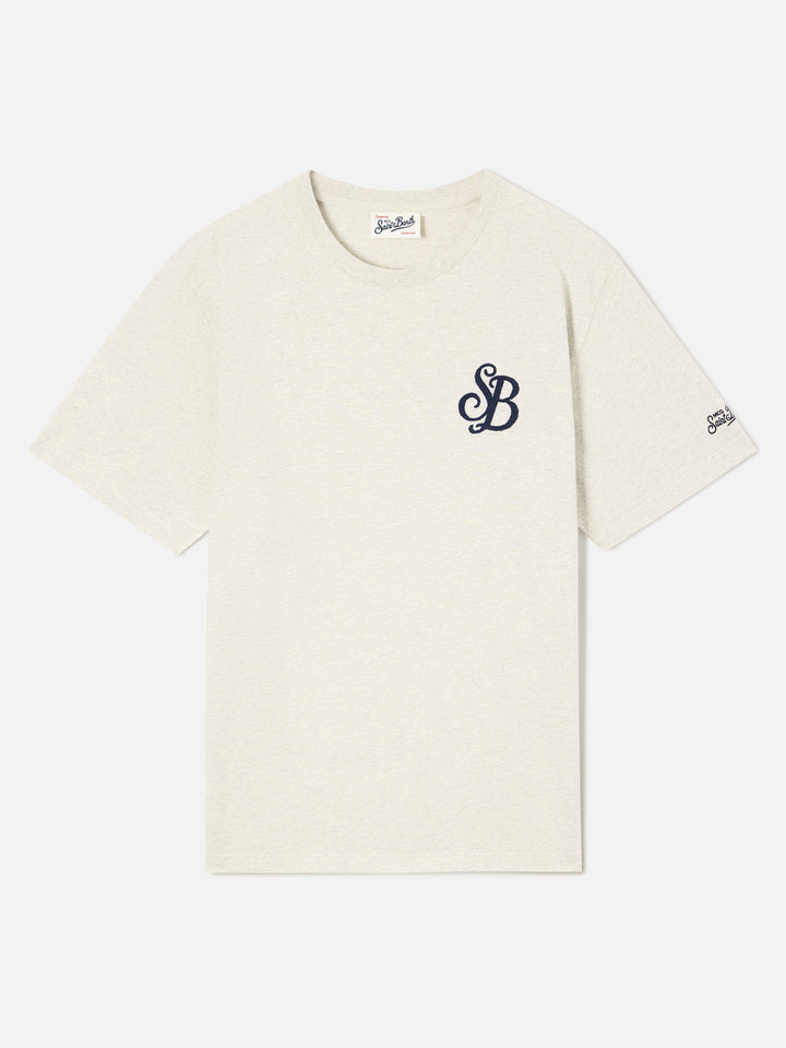 T-shirt Arnott grigia in cotone organico con ricamo monogramma SB Legacy