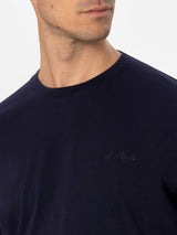 T-shirt da uomo blu navy in cotone pesante Arnott con ricamo St. Barth