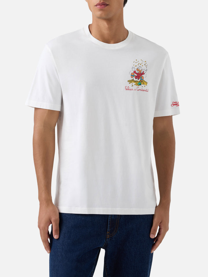 Off white Arnott organic cotton t-shirt with Felici E Contanti embroidery | Special edition