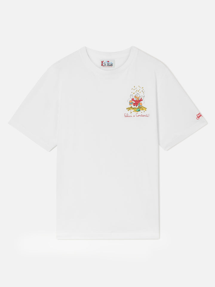 Off white Arnott organic cotton t-shirt with Felici E Contanti embroidery | Special edition