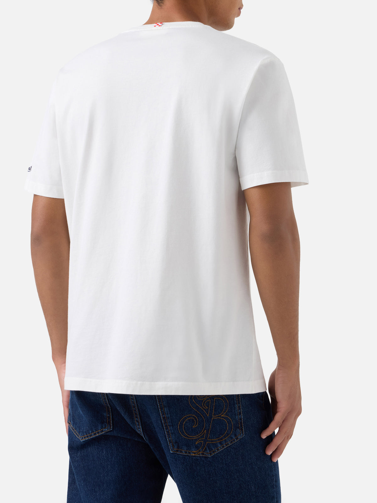 Arnott T-Shirt in Weiß mit SB-Monogramm-Stickerei 