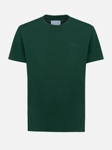 Man British green heavy cotton t-shirt Arnott with St. Barth embroidery