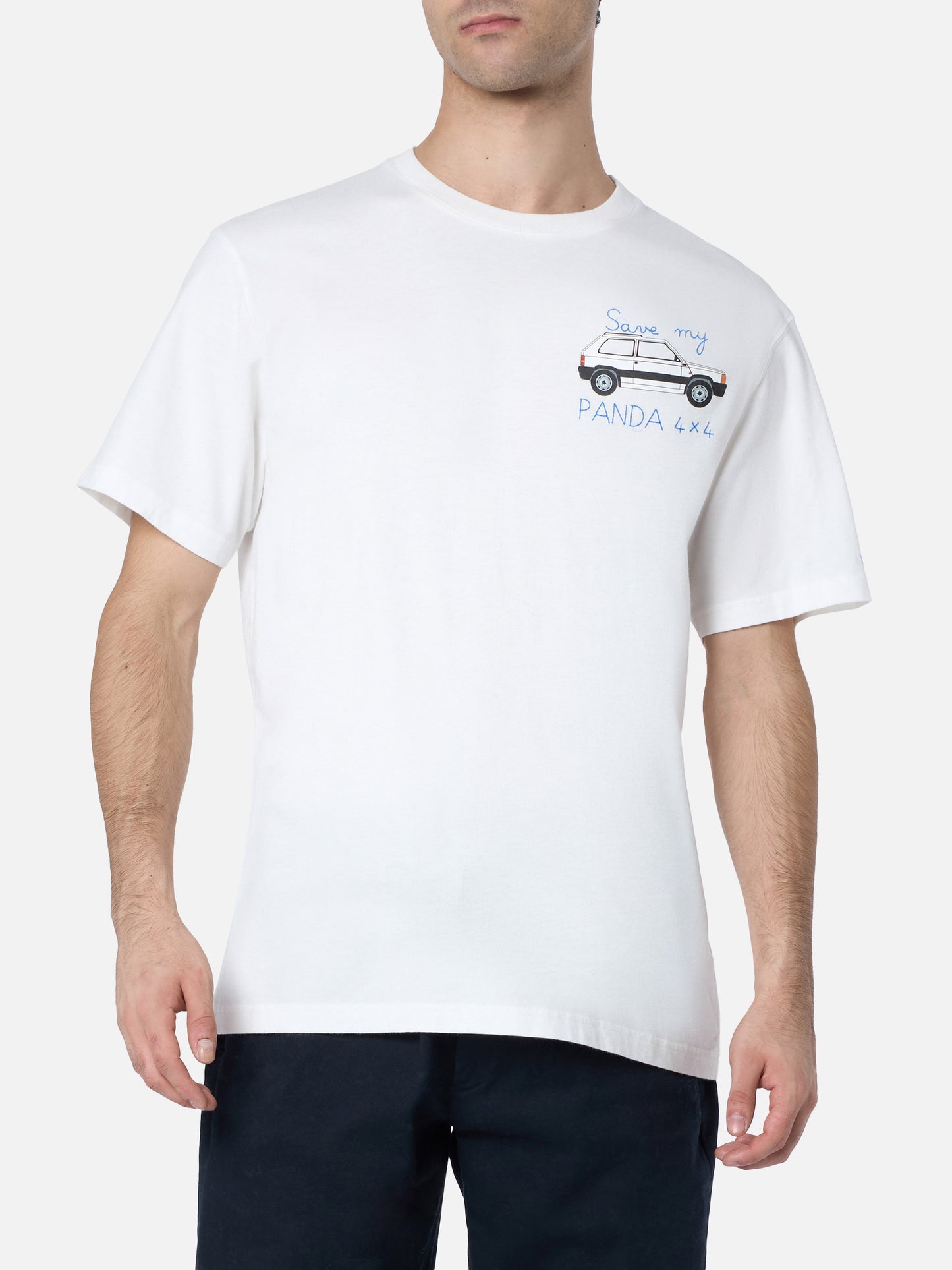 Man heavy cotton t-shirt Arnott with Save my Panda 4x4 embroidery | FIAT PANDA SPECIAL EDITION