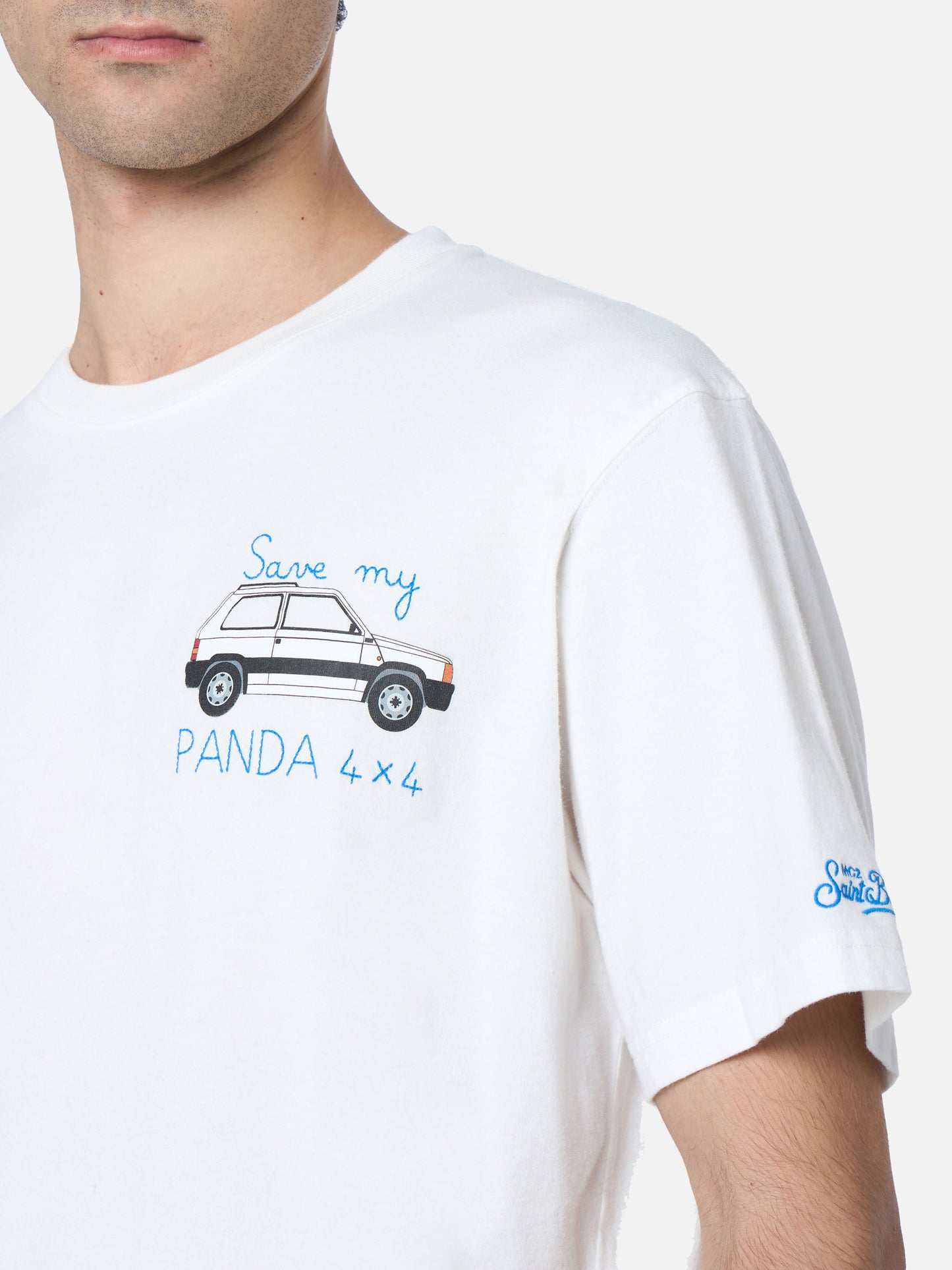 Man heavy cotton t-shirt Arnott with Save my Panda 4x4 embroidery | FIAT PANDA SPECIAL EDITION