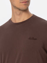 Man brown heavy cotton t-shirt Arnott with St. Barth embroidery