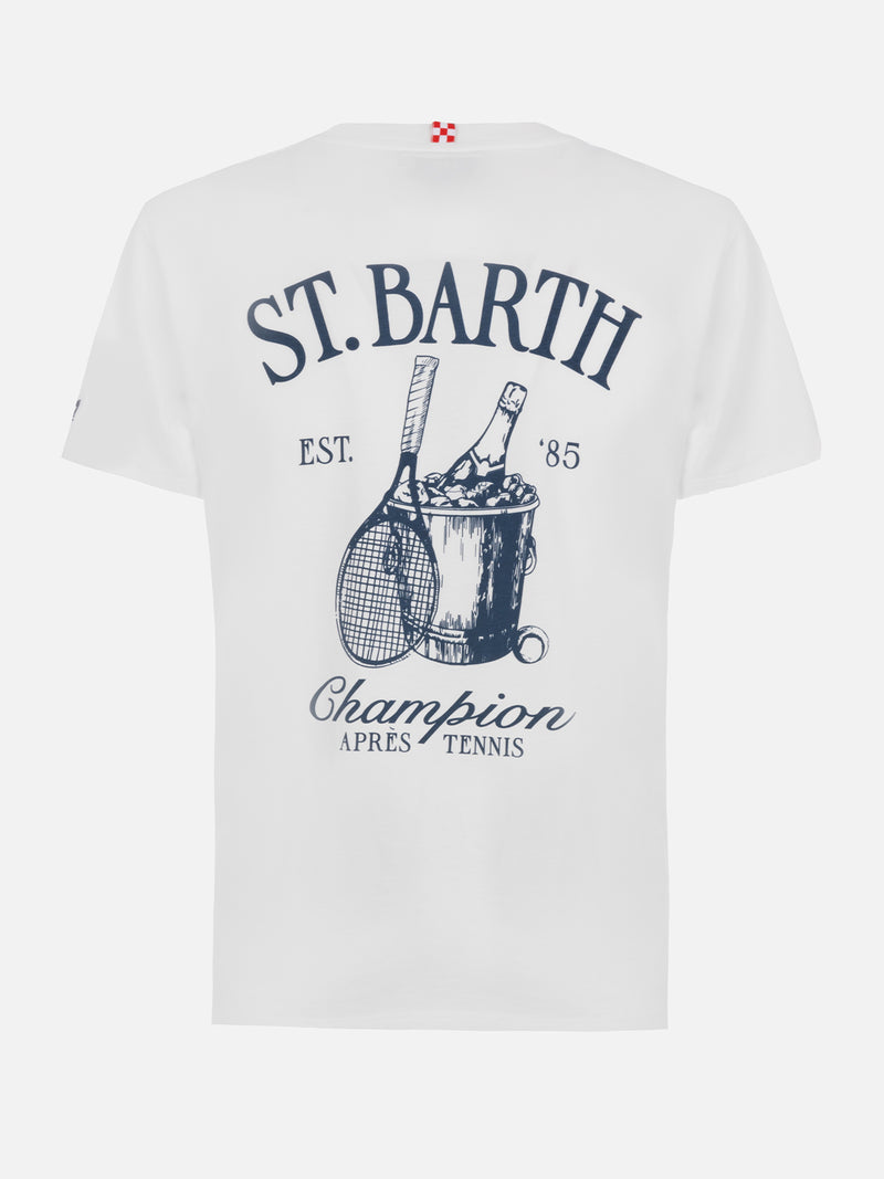 T-shirt da uomo in cotone pesante Arnott con stampa Apres tennis champ