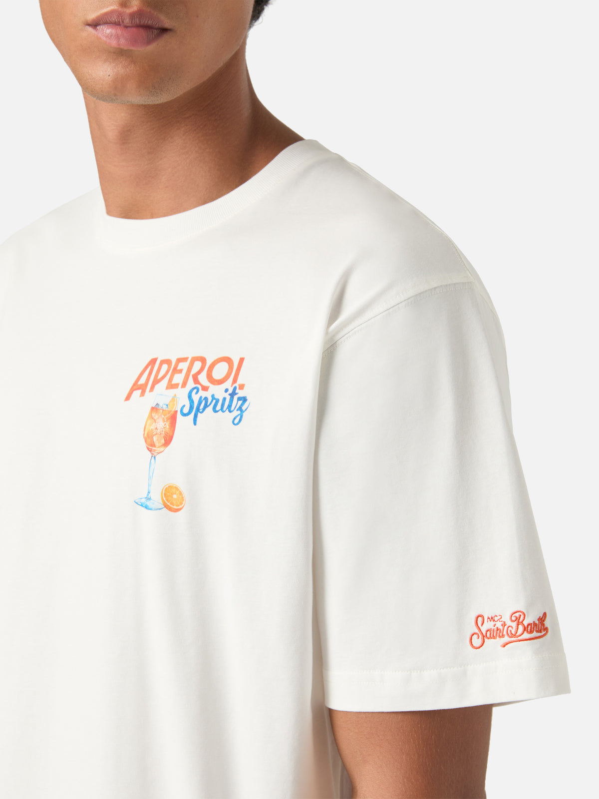 Off white Arnott cotton t-shirt with Aperol Spritz print | Special edition