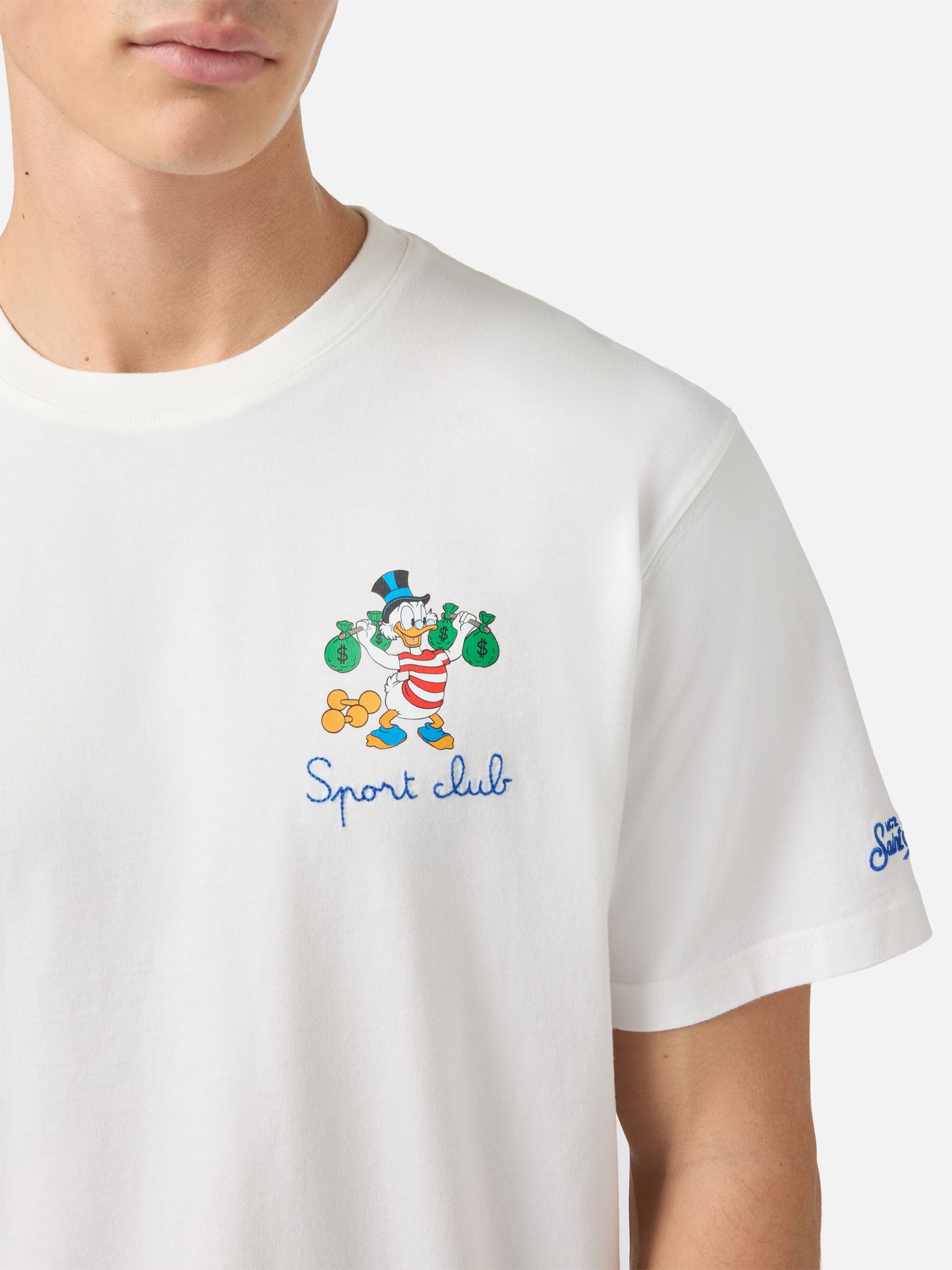 T-shirt Arnott in cotone bianco con ricamo zio Paperone Sport Club | DISNEY SPECIAL EDITION