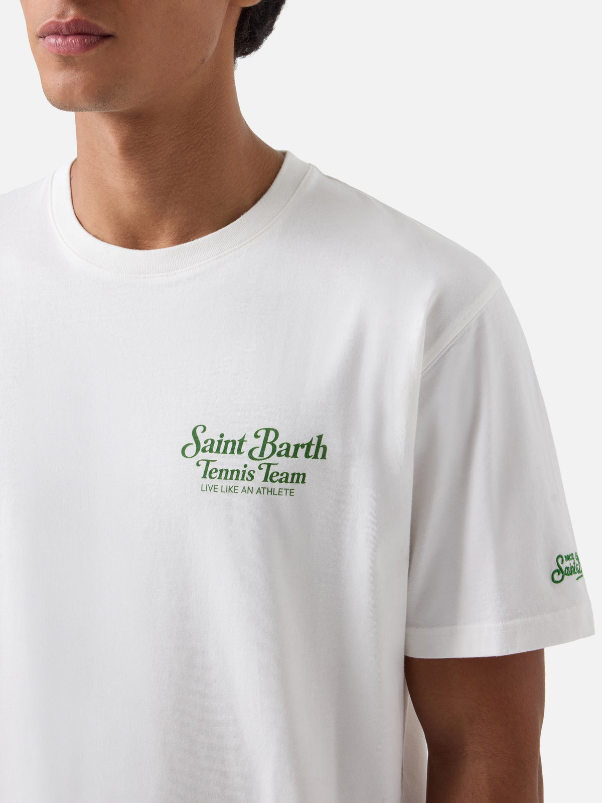 Off white Arnott organic cotton t-shirt with Tennis Team print