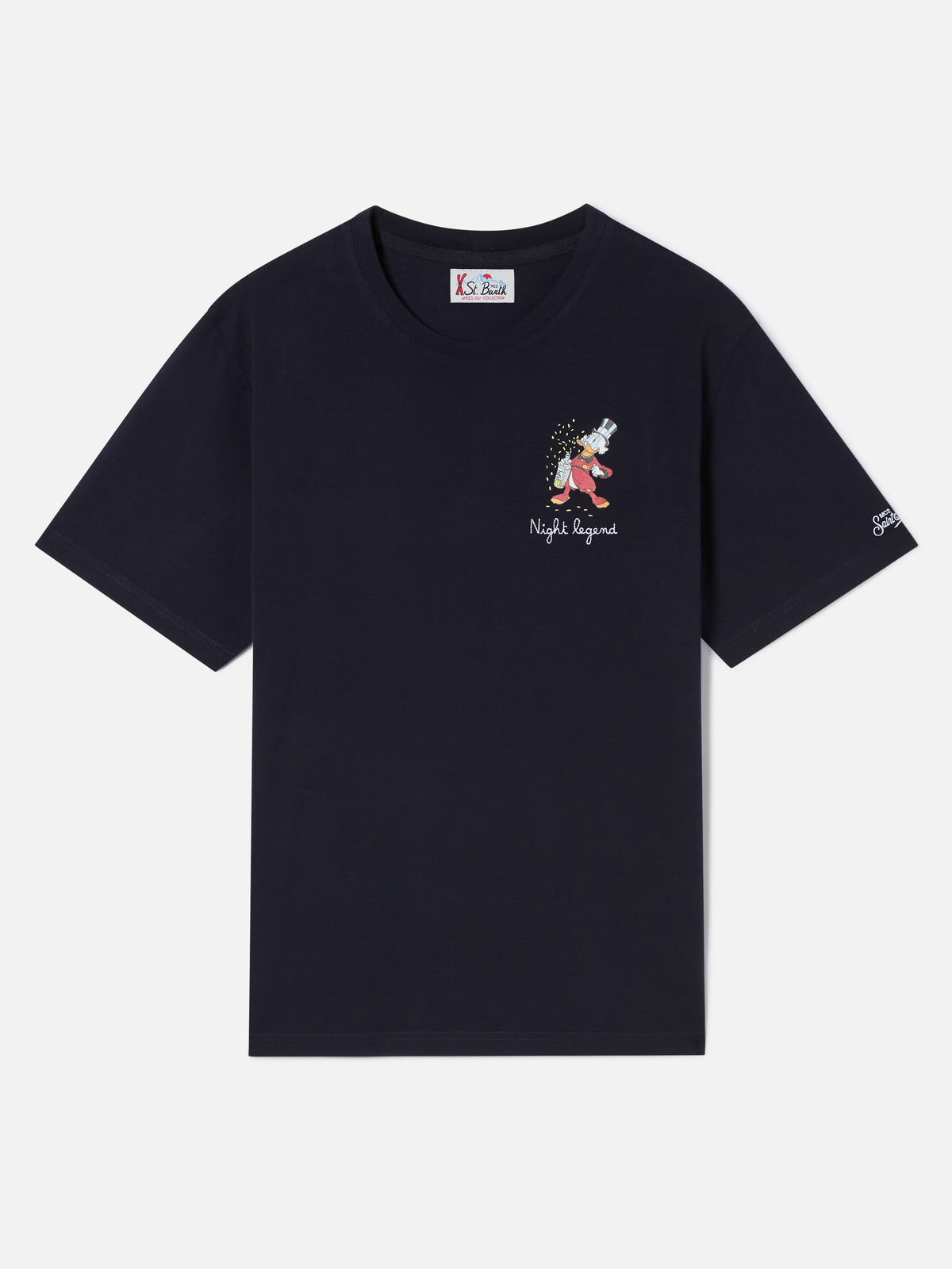 Navy blue Arnott organic cotton t-shirt with Night Pigiama embroidery | Special edition
