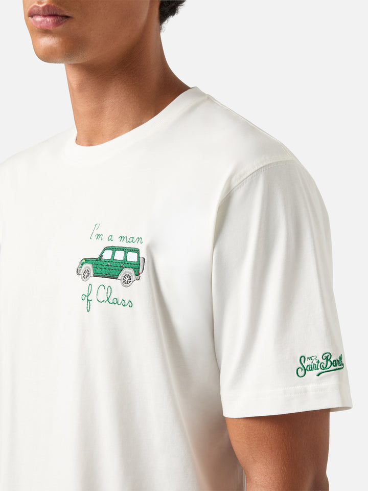 Off white Arnott Baumwoll-T-Shirt mit „I'm A Man Of Class“-Stickerei 