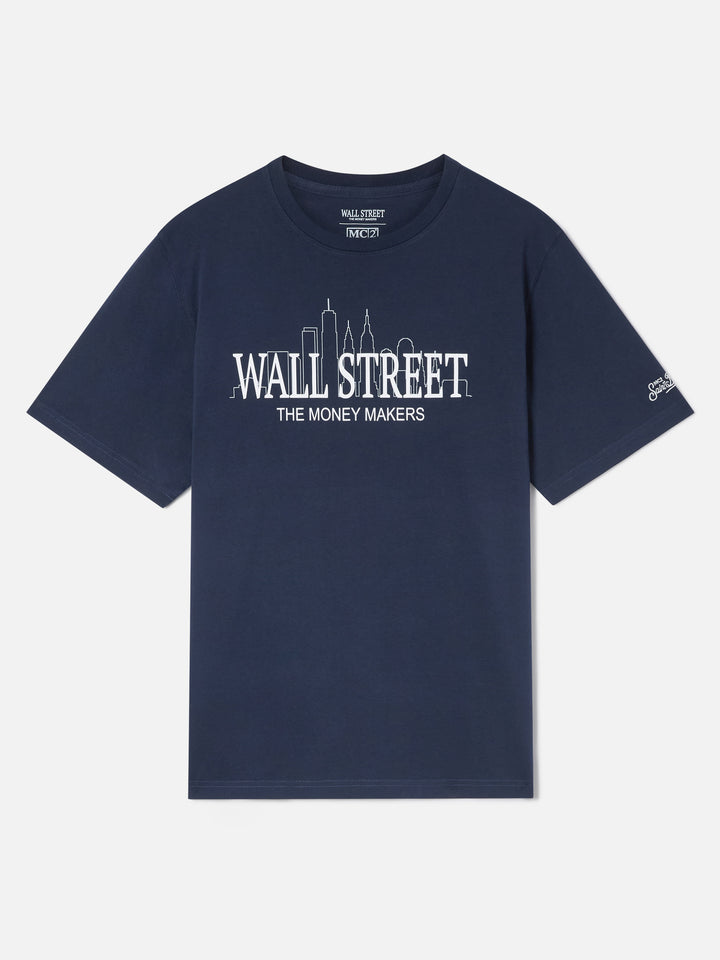 T-shirt en coton Arnott bleu marine blue avec imprimé Wall Street | Special edition 