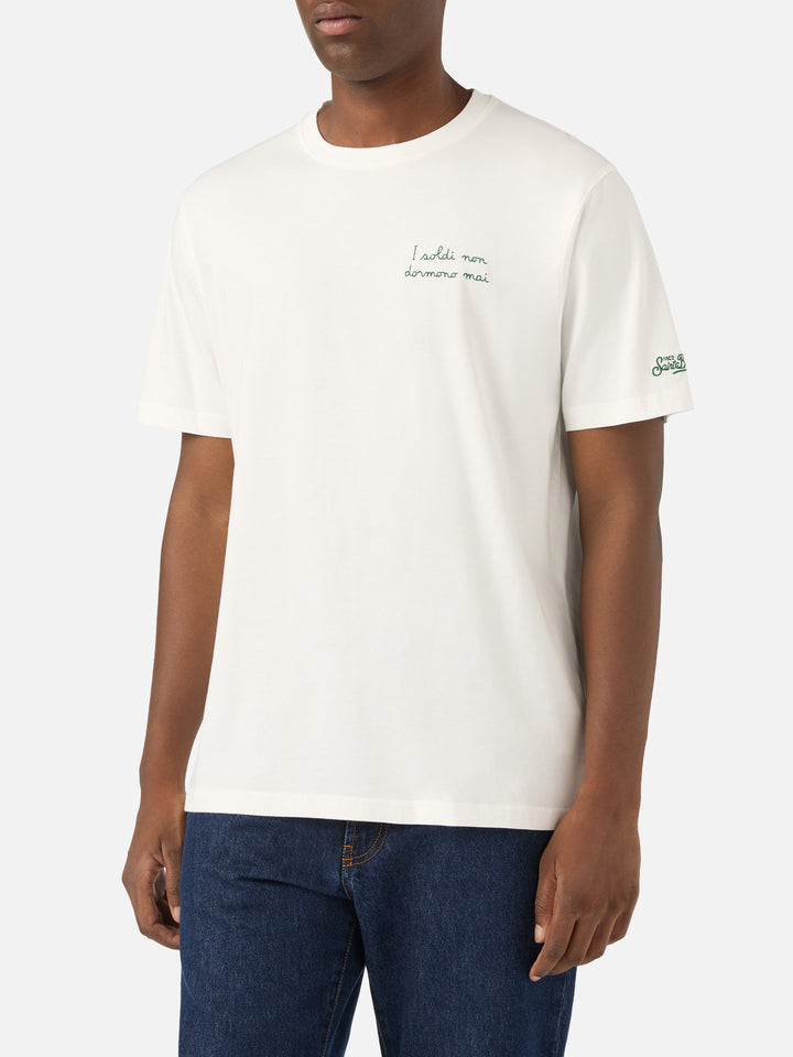 Camiseta de algodón Off white Arnott con bordado I Soldi Non Dormono Mai | Special edition 