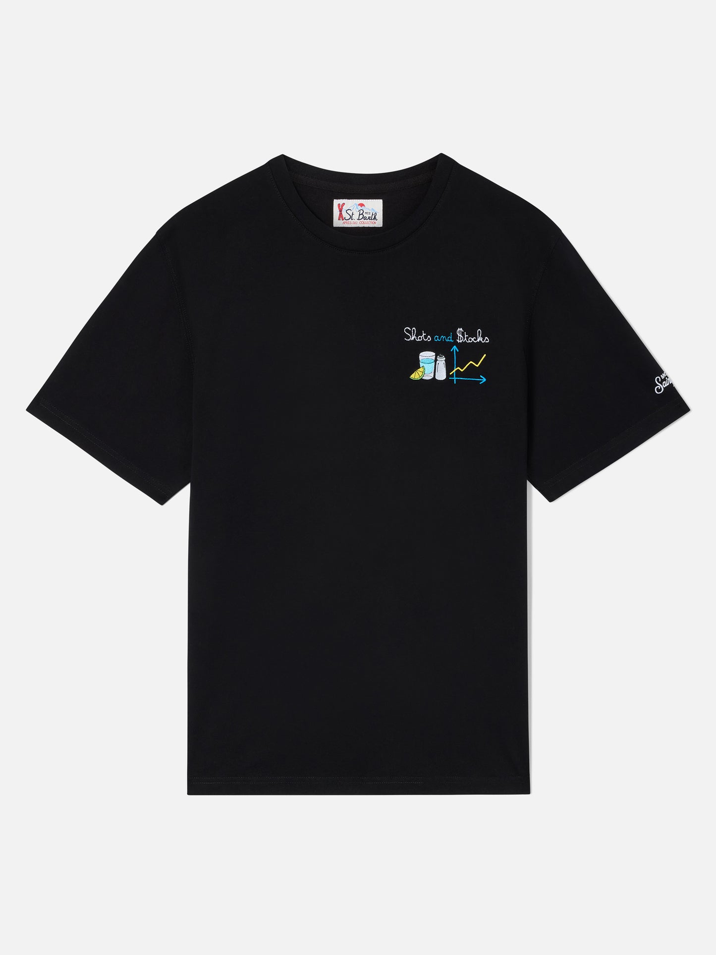 Camiseta Arnott en negro con bordado Shots and $tocks 