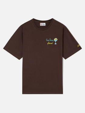 Camiseta de algodón marrón Arnott con bordado Gin Tonic Please 