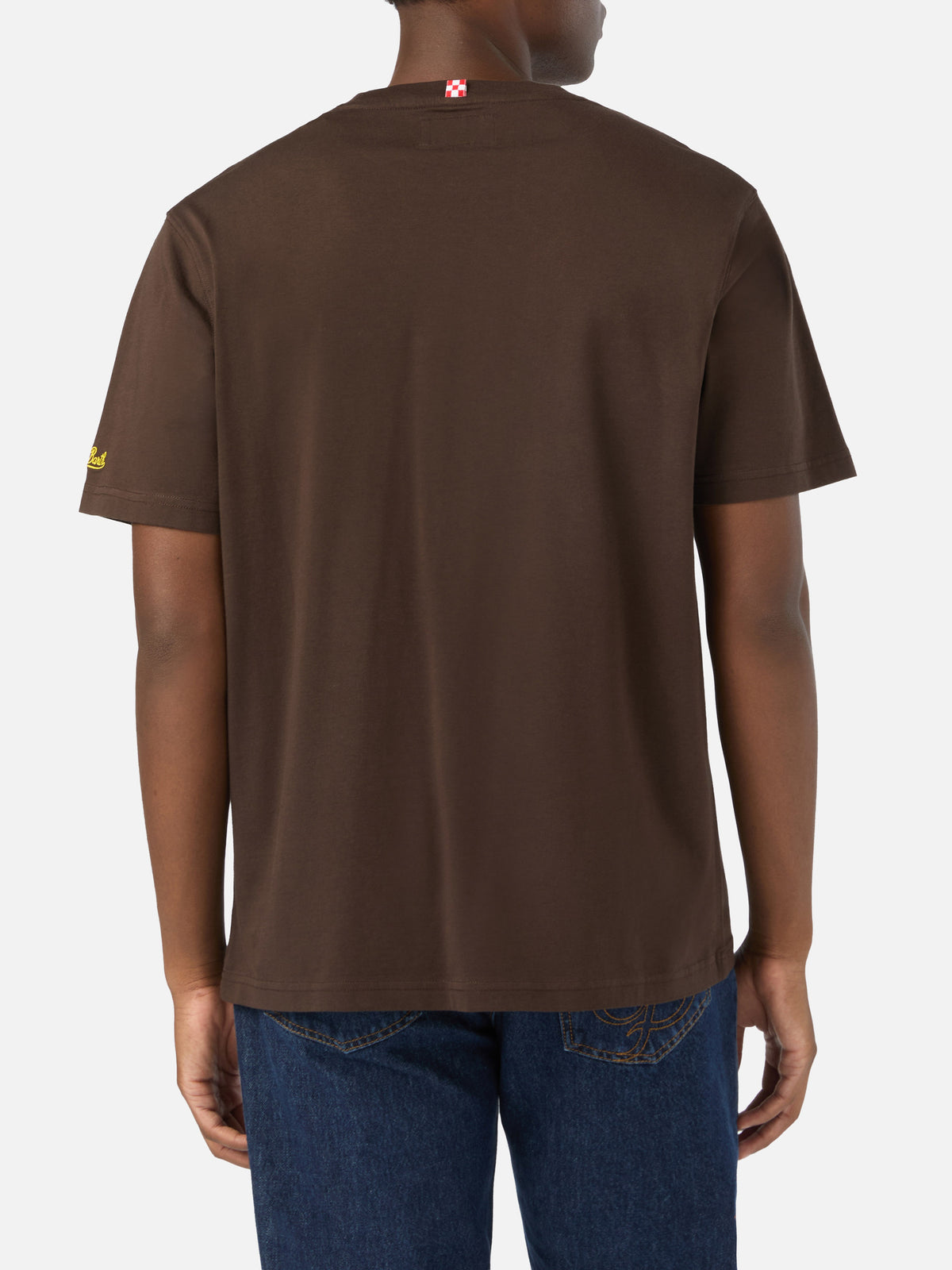 Braunes T-Shirt aus Arnott Baumwolle mit Stickerei Gin Tonic Please 