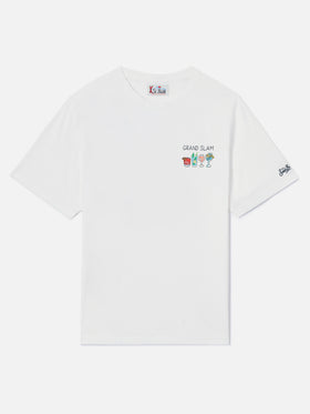 T-shirt Arnott off white in cotone con ricamo Grand Slam