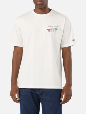 T-shirt Arnott off white in cotone con ricamo Grand Slam
