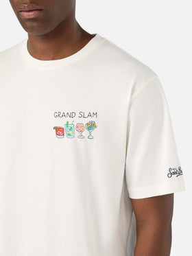 T-shirt Arnott off white in cotone con ricamo Grand Slam