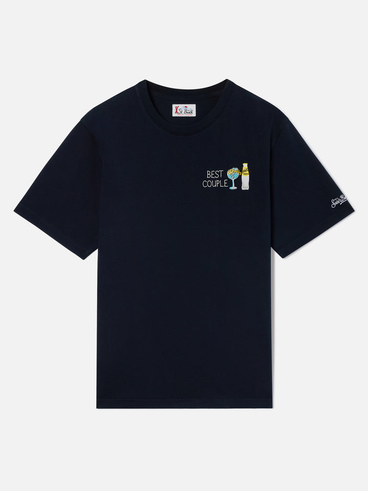 Navy blue Arnott cotton t-shirt with I Only Need Gin embroidery | Special edition