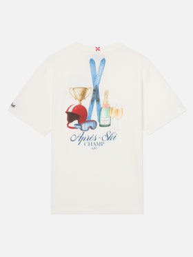 T-shirt Arnott Warm bianca in cotone con stampa Après Ski Champ sul retro