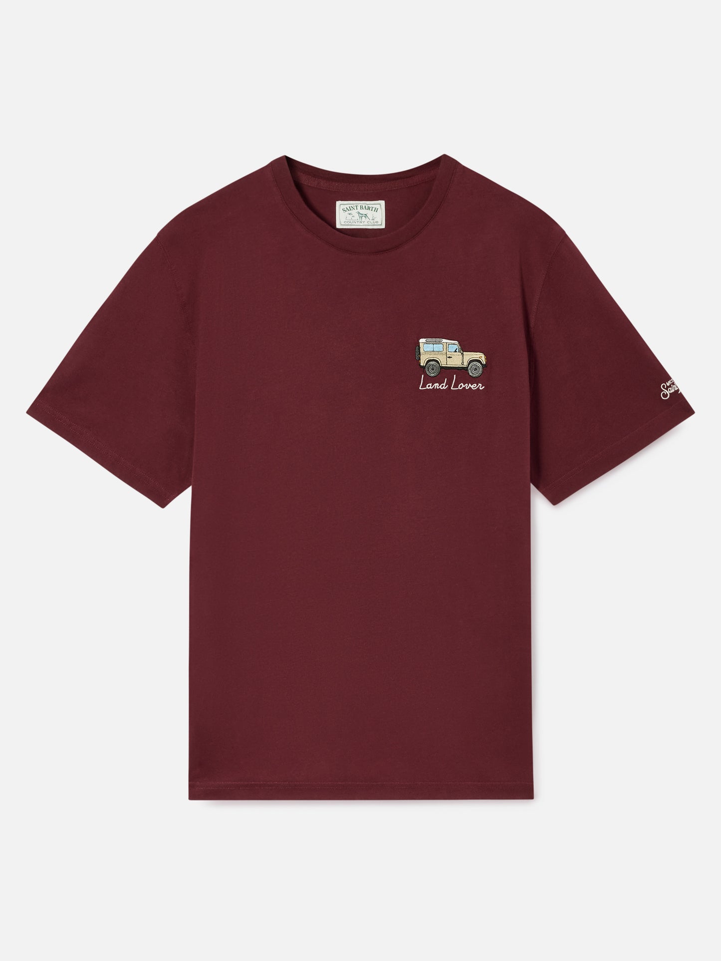 Arnott Warmes T-Shirt in Burgunderrot mit Land Lover-Stickerei 