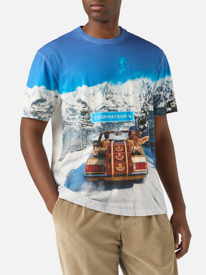 White Arnott Warm cotton t-shirt with allover print | Special edition