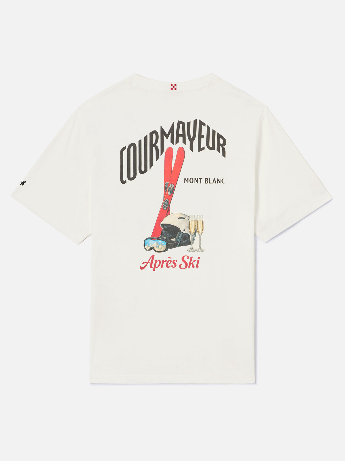 Weißes Arnott Warm T-Shirt aus Bio-Baumwolle mit Courmayeur-Print auf der Rückseite | Special edition 