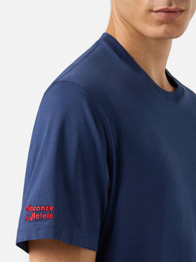Arnott Warm winter cotton T-shirt in blue with Bel temp… embroidery | VACANZE DI NATALE SPECIAL EDITION